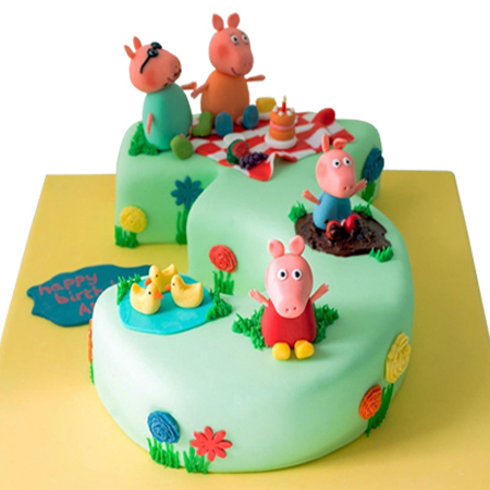 Peppa and friends | Peppa pig birthday cake, Pig birthday cakes, Peppa pig  cake