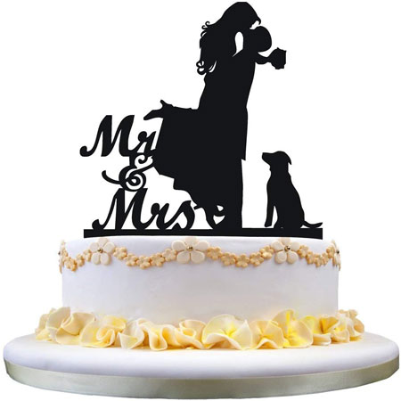 Cake Topper Silhouette Bride and Groom with Mr  Mrs  Amazonin Grocery   Gourmet Foods