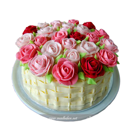2 Tier - Flower Basket Rosette Cake