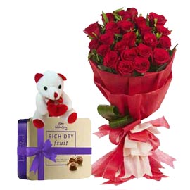 Urgent online Heart touching teddy flowers n chocolates in kanpur