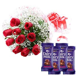 24 Hrs online red roses bunch n fruit n nut chocolates in kanpur