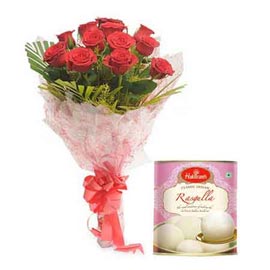 Rasgulla N Red Roses Combo